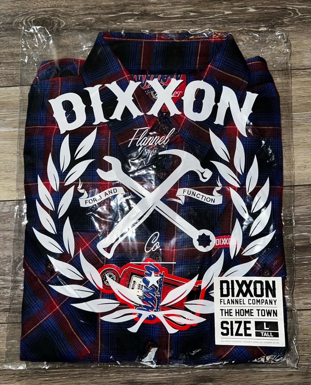 NEW! Dixxon "Hometown" Blue/Red Plaid Flannel Plaid Shirt Mens Size Large TALL